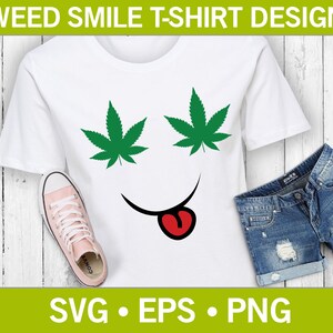 Marijuana Pot Leaf Smiley SVG, Weed SVG, Cannabis SVG, Pot Svg, Happy Face Svg, Smile Svg, Funny T-Shirt Svg, Drugs Svg, Happy Face Svg