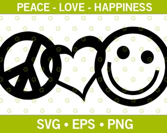 Peace SVG, Love SVG, Heart SVG, Smiley Svg, Emoji Svg, Religious Svg, Faith Svg, Happy Svg, Svg Cut File, Monogram Svg, Cricut