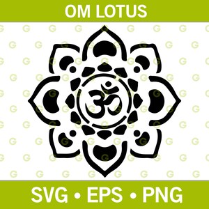 Om symbole SVG, fleur de Lotus SVG, SVG spirituel, Mandala Svg, méditation Svg, Yoga Svg, foi Svg, religieux Svg, Clip Art