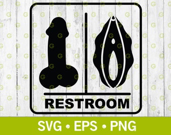 Penis and Vagina Bathroom Sign SVG, Adult Sign Svg, Sexual Parts Svg, Penis and Vagina Svg, Erotic Art Svg, Female Vagina, Svg, Png, Eps