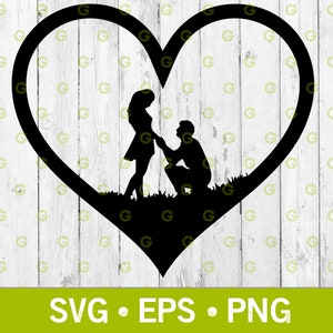 Proposition de mariage Love Heart SVG, mariage Love Heart SVG, Engagement Heart SVG, People In Love Svg, Love Couple Svg, Will You Marry Me Svg