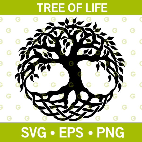 Round Tree of Life With Roots SVG, Nature Tree Roots, Earth's Tree, Tree of Harmony, Strong Roots,Spiritual Tree, Wisdom Tree, Svg, Png, Eps