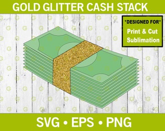 Gold Glitter Fashion Cash Stack SVG, Fashion money Svg, Designer Money Svg, Fashion Cash Svg, Money Stack Svg, Dollar Bill Svg, Cash Svg