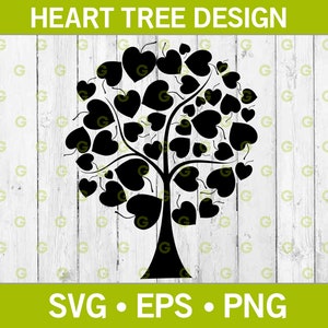 Árvore com folhas em formato de coração Svg, Árvore da Vida Svg, Folhas de árvore Svg, Folhas de coração Svg, Árvore espiritual Svg, Arquivo de corte de árvore, Svg, Png, Eps