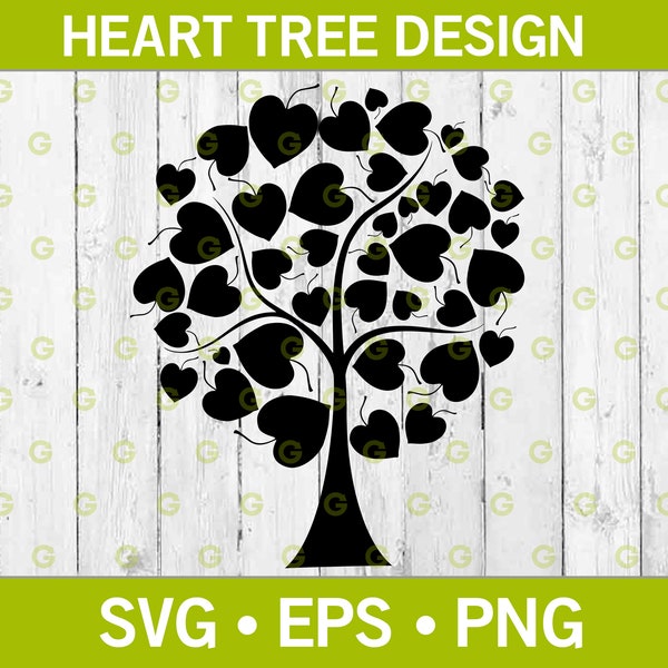 Tree with Heart Shaped Leaves Svg, Tree of Life Svg, Tree Leaves Svg, Heart Leaves Svg, Spiritual Tree Svg, Tree Cut File, Svg, Png, Eps