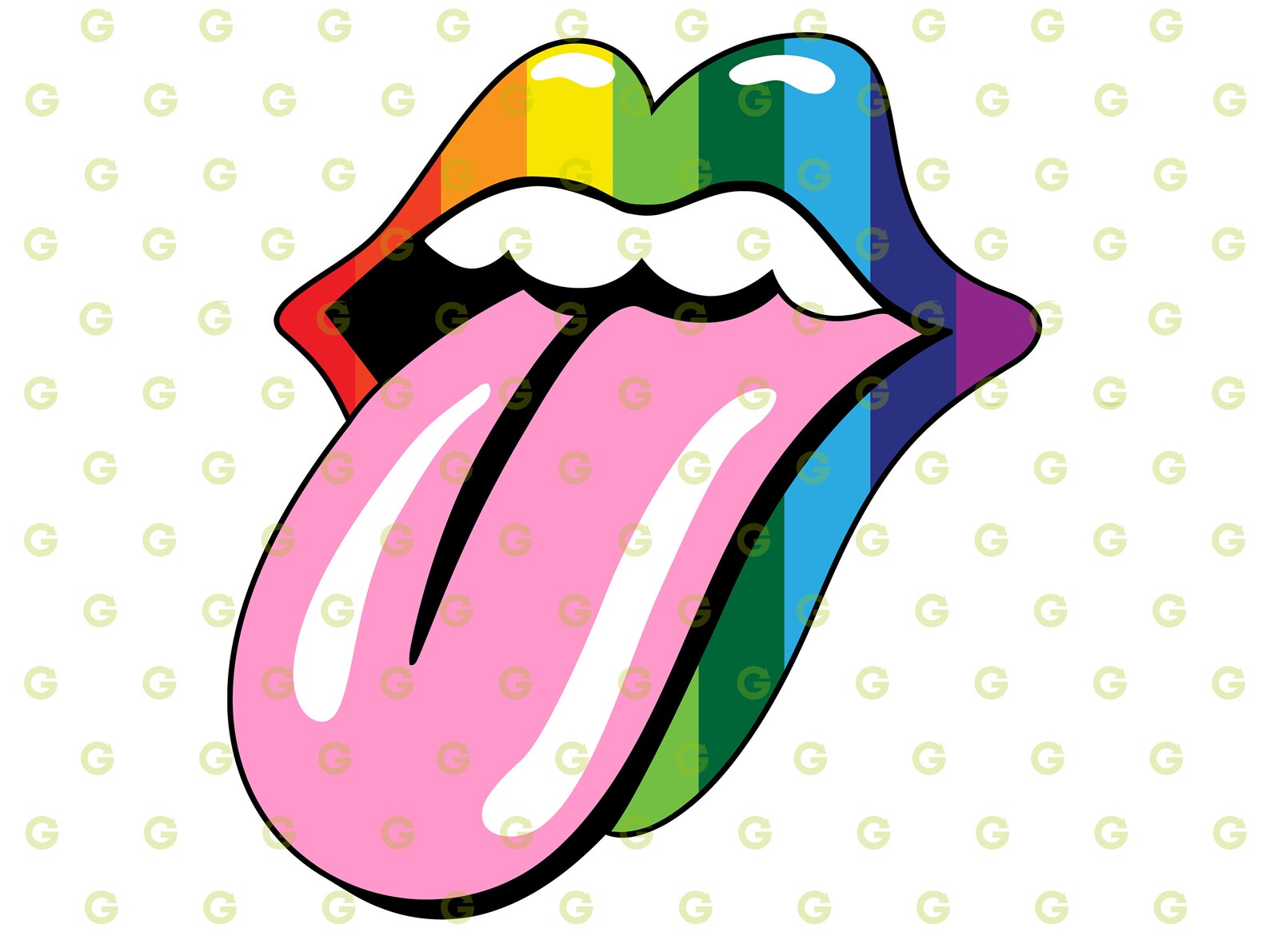 Fashion Rainbow Mouth With Tongue Svg Rainbow Glitter Lips | Etsy