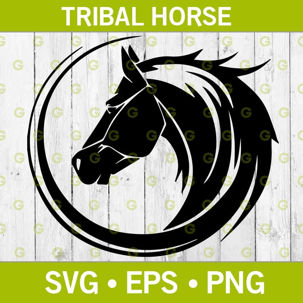 Tribal Horse In Circle SVG, Tribal Farm Animal SVG, Farm Animal Svg, Horse Maine Svg, Horse Svg, Tribal Horse Svg, Horse Cut File