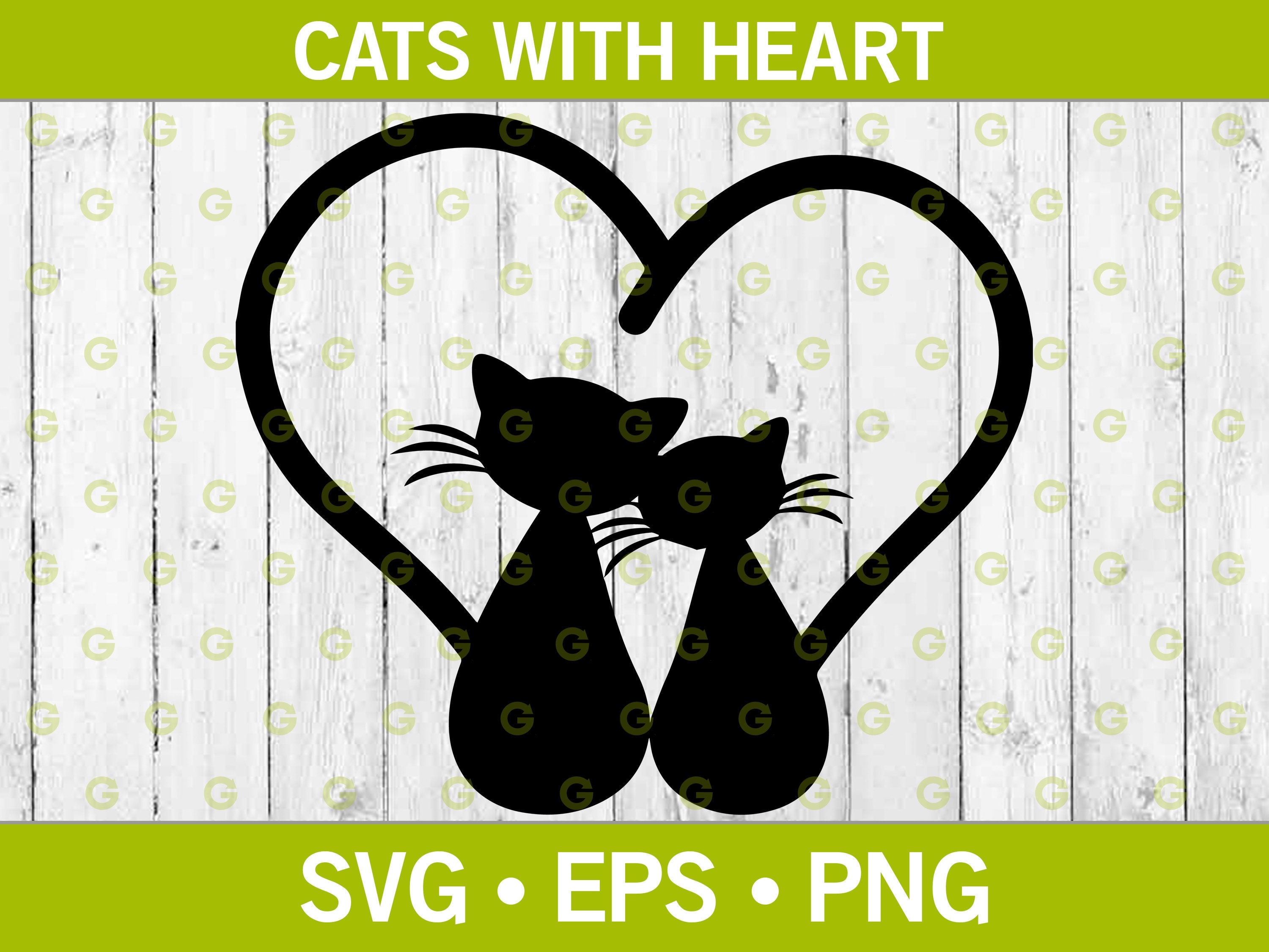 Two Cats With Heart Royalty Free SVG, Cliparts, Vectors, and Stock