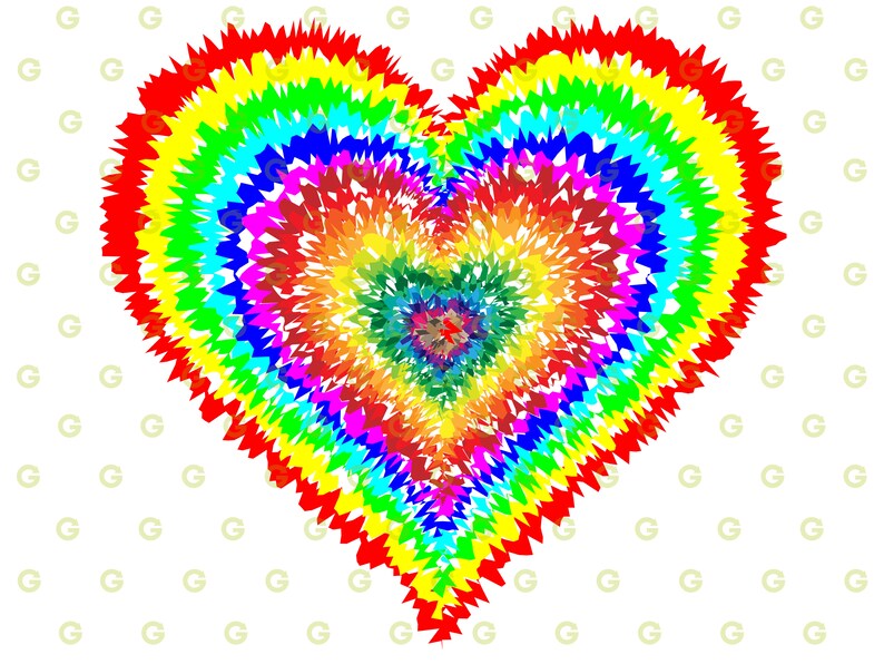 Download Tie Dye Rainbow Heart Pattern SVG T-Shirt Rainbow Heart ...