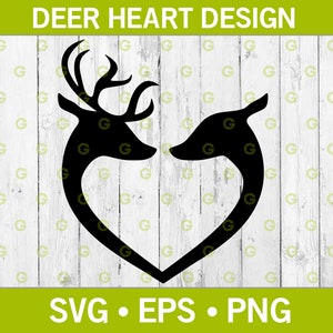 Coração de veado masculino e feminino SVG, Nature SVG, Animal Svg, Forest Svg, Love Svg, Valentines Svg, Wild Animal Svg, Wilderness Svg