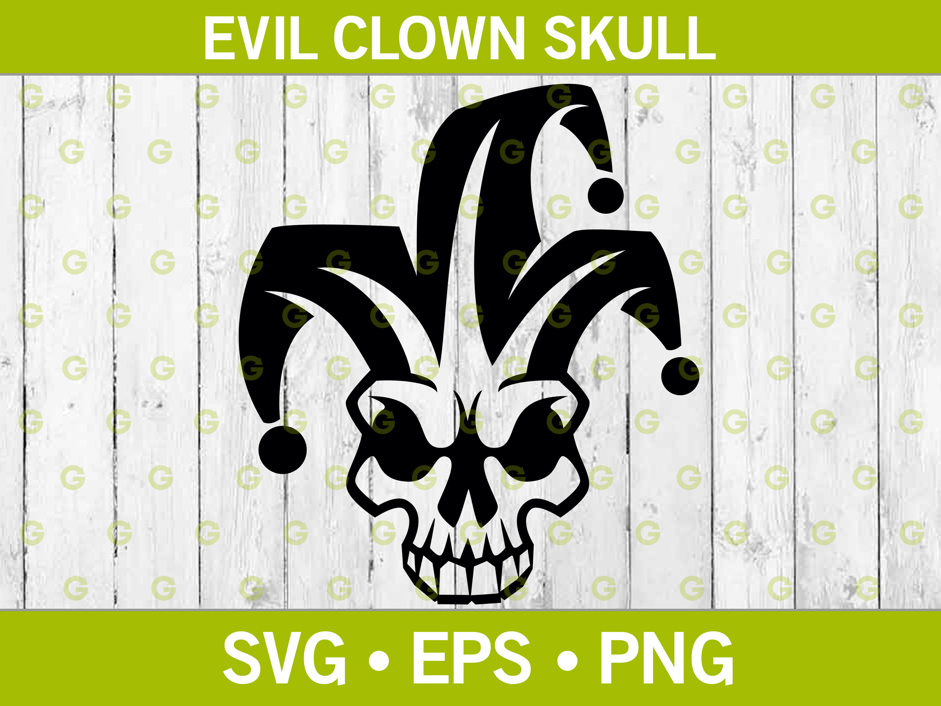 Scary Skull Clown SVG, Fantasy SVG, Circus Horror, Ghostly Jester, Joker Skull, Scary Mask, Sinister Face, Clown Terror, Svg, Png, Eps