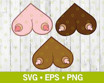 Big Tis Hearts, Large Nipples SVG Bundle. Print & Cut For Cricut, Silhouette, Funny Big Boobs Svg, Big Tits Svg, Adult Svg, Svg, Png, Eps