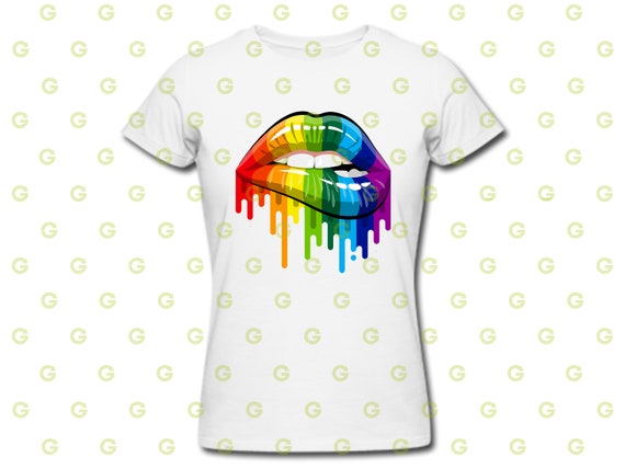 Download Fashion Rainbow Dripping Lips Svg Drip Lips Svg Biting Lips Etsy