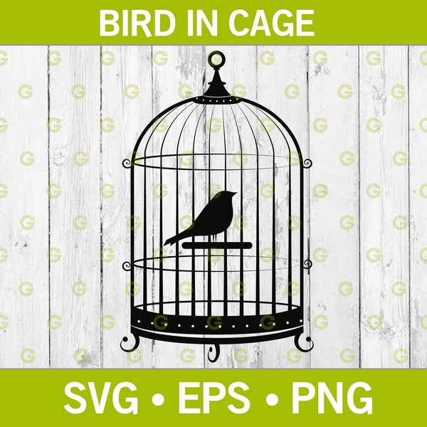 Bird Inside Cage SVG, Bird SVG, Metal Cage SVG, Animal Svg, Wings Svg, Pet Svg, Canary Svg, Cage Cut File