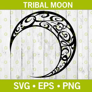 Tribal Crescent Moon Svg, Crescent Moon Svg, Night Moon Svg, Moon Design Svg, Moon Cut File Svg, Crescent Svg, Tribal Cut File
