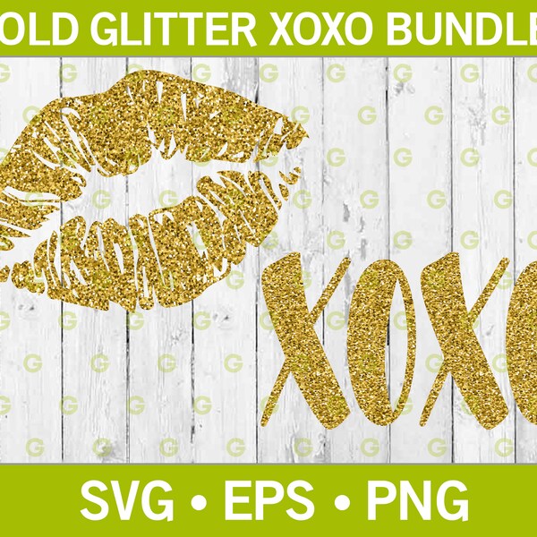 Lips SVG Bundle Gold Glitter Kiss and Hug  - Print & Cut File For Silhouette, Cricut, Sublimation