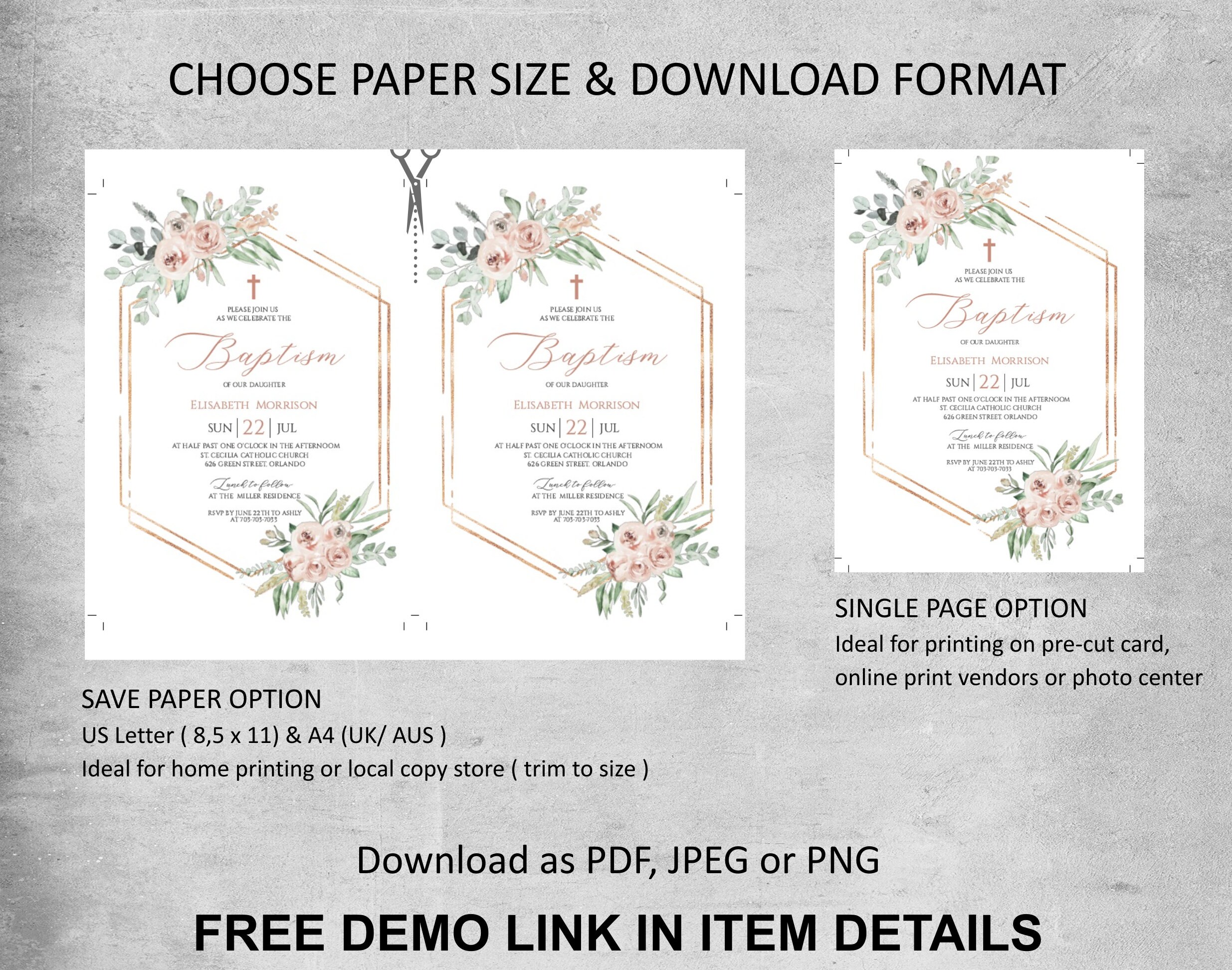 Baptism Invitation Template Printable Baptism Invite - Etsy