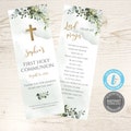 First Communion Bookmark Template, Eucalyptus Baptism, Prayer Card Template, Baptism Bookmark, Girl, First Holy Communion, Templett, E302 product logo