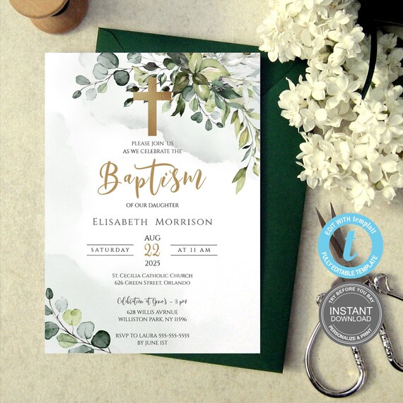 Baptism Invitation Template Printable Baptism Invite - Etsy