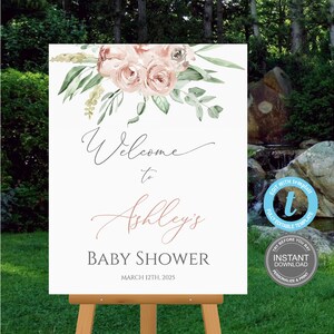 Baby shower welkomstbord sjabloon, babyshower, direct downloaden, volledig bewerkbaar, bewerkbare boho-kaart, proberen voordat je koopt, GRATIS demo E266