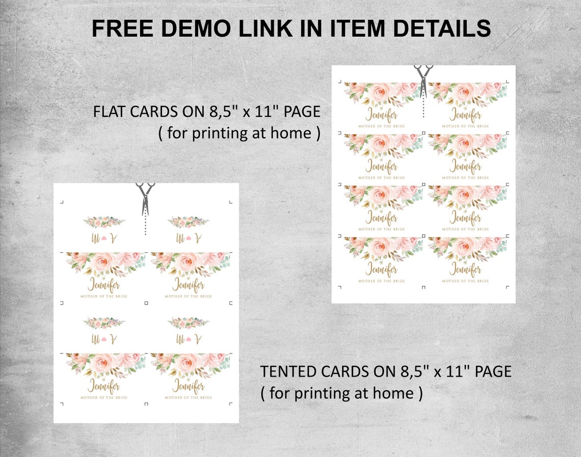Bridal Name Tags Bridal Shower Wedding Place Cards Template Etsy