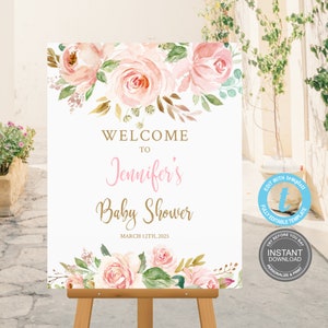 Baby shower welkomstbord sjabloon, babyshower, instant download, volledig bewerkbaar, bewerkbare boho-kaart, probeer voordat je koopt, GRATIS demo E263