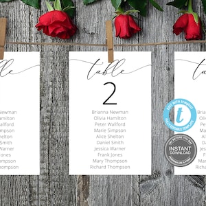 Stoelkaartsjabloon, stoelenkaart bruiloft, minimalistisch, vrijgezellenfeest stoelenkaarten, volledig bewerkbaar, tafelsjabloon, GRATIS demo E98