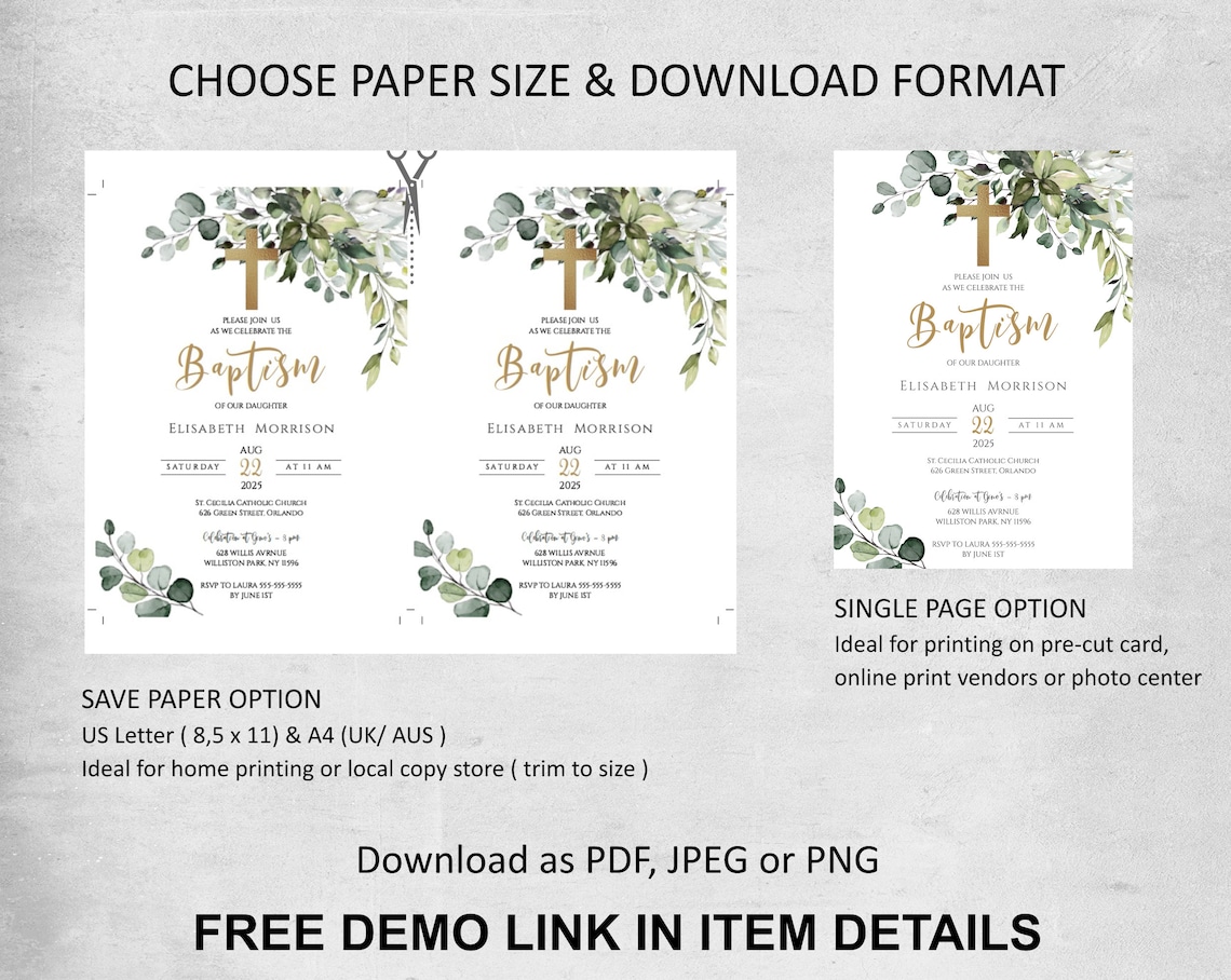 Printable Baptism Invitation