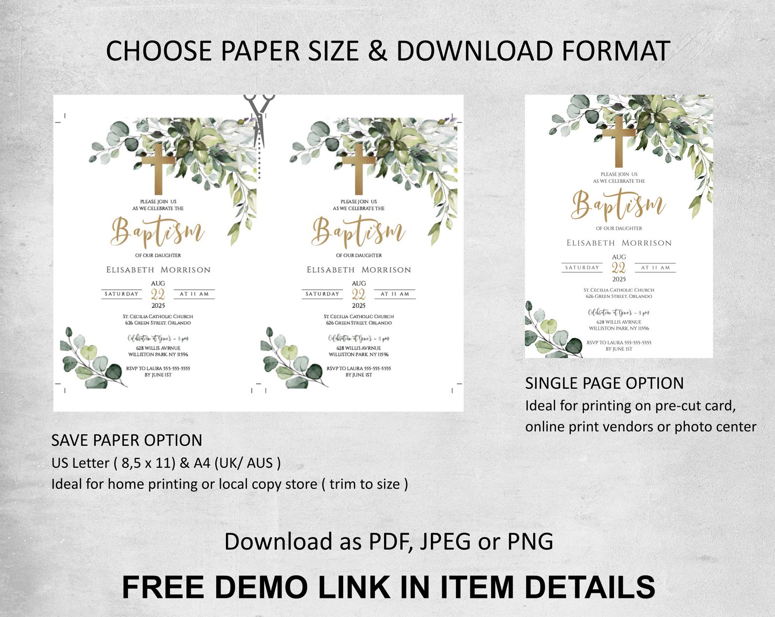 Baptism Invitation Template Printable Baptism Invite - Etsy