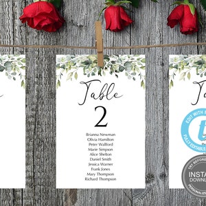 Zitplaatsenkaartkaarten, Zitplaatsgrafiek Bruiloft, Maten 5x7", Zitplaatsgrafiek 4x6", Zitplaatssjabloon, Tabelsjabloon, GRATIS demo E223