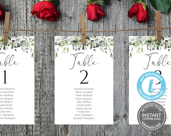 Seating Chart Cards, Seating Chart Wedding, Sizes 5x7", seating chart 4x6", Seating Template, Table Template, FREE Demo E223