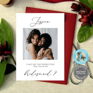 Afdrukbare kalender voorstel kaartsjabloon, zul je mijn bruidsmeisje zijn, foto bruidsmeisje, Instant download, DIY gepersonaliseerde gratis demo E222