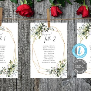 Stoelkaarten, stoelenkaart bruiloft, maten 5 x 7" en 4 x 6", stoelsjabloon, volledig bewerkbaar, tafelsjabloon, GRATIS demo E144