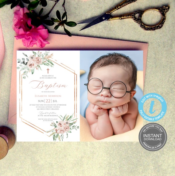 Baptism Invitation Template Printable Baptism Invite Etsy