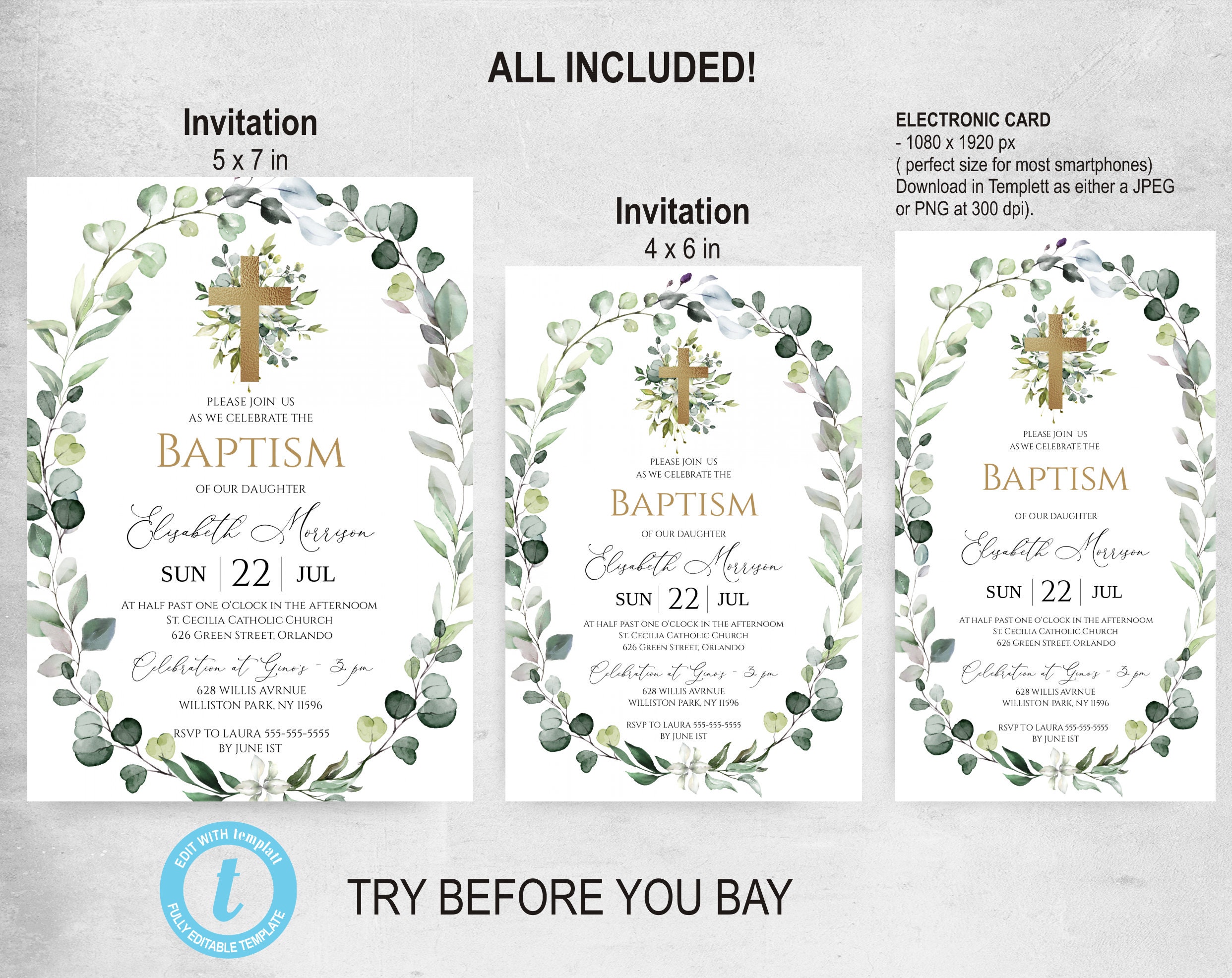 Baptism Invitation Template Printable Baptism Invite - Etsy