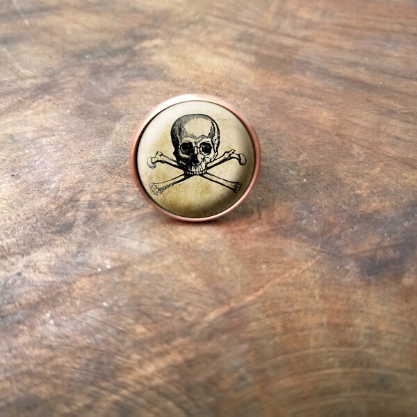 Tête de Mort , Bague tête de mort pirate Bague cabochon, bague pour homme et femme