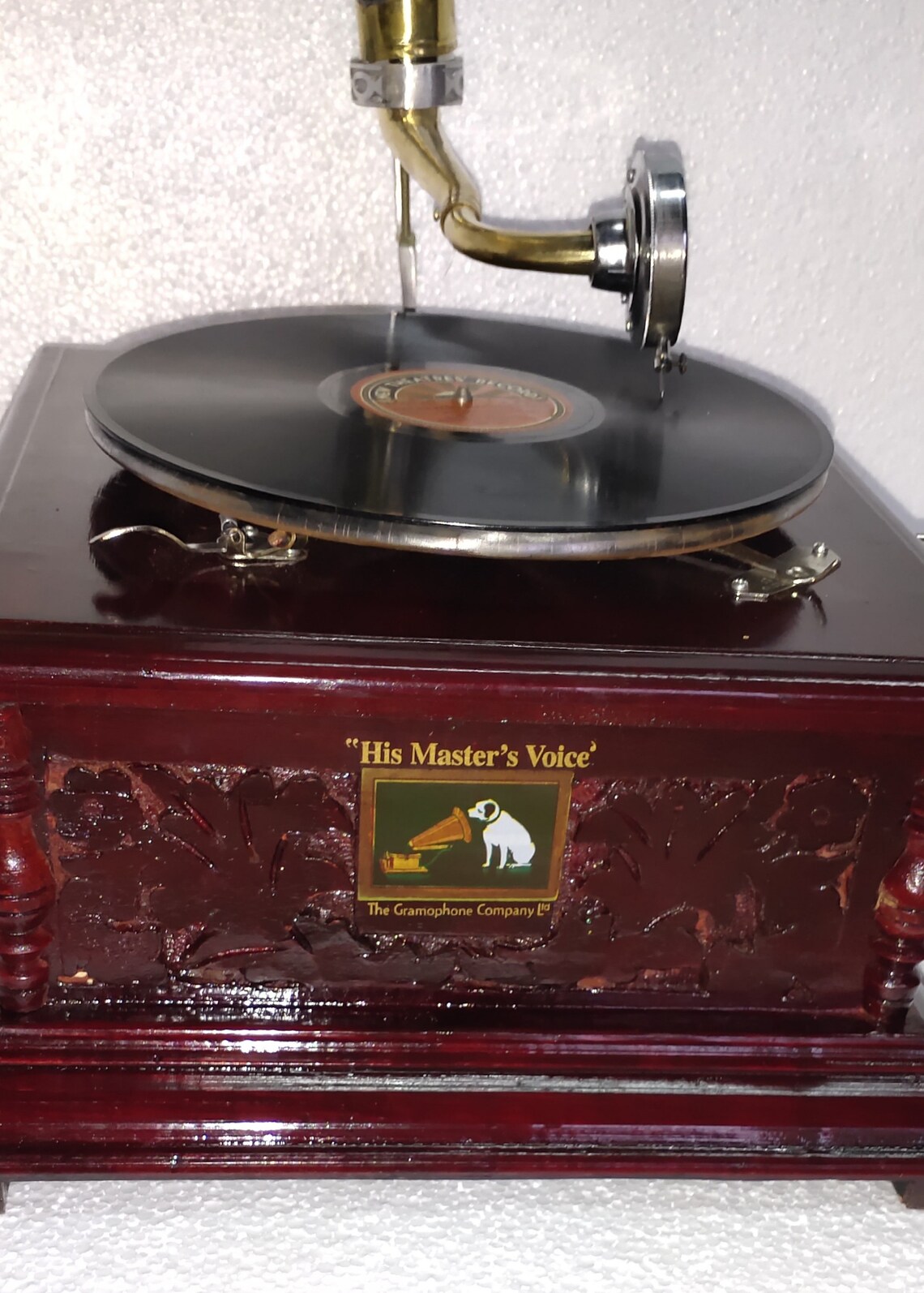 It's an antique gramophone record player with Horn Etsy
