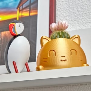 Cute cat plant pot, planter, planters and pots, cactus, 3D printing