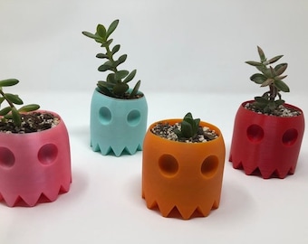 Pacman spookbloempot of succulente of potloodpot / 3D-printen