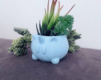 Eenhoorn plantenpot, sappig, 3D geprint