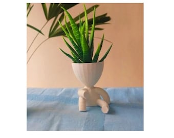 Bloempot, man zit ontspannen, vetplantpot, vetplant, cactus, 3D-printen