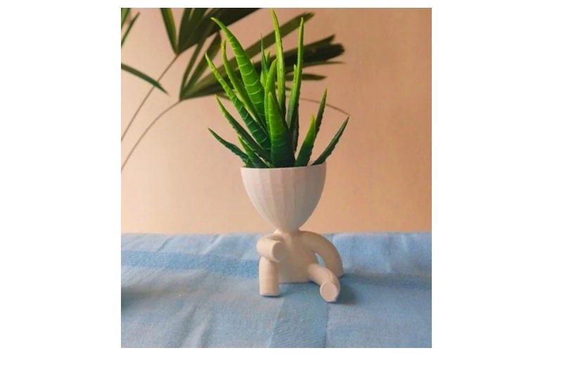Pot de Fleur, Homme Assis Relax, Pot Plante Grasse, Succulent, Cactus , Impression 3D
