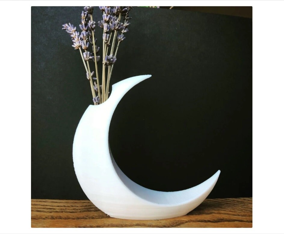 Vase Lune Eva En Verre Décoré - Hauteur 33 Cm, Neuf Emballé