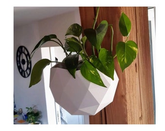 Low poly planter mural, pot de fleur mural, impression 3D