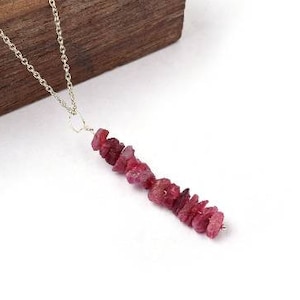 Natural Raw Red Spinel Pendant in 925 Sterling Silver, Rough Gemstone Necklace, Uncut Red Spinel, Stone Pendant, Birthstone, Gift For Her image 2