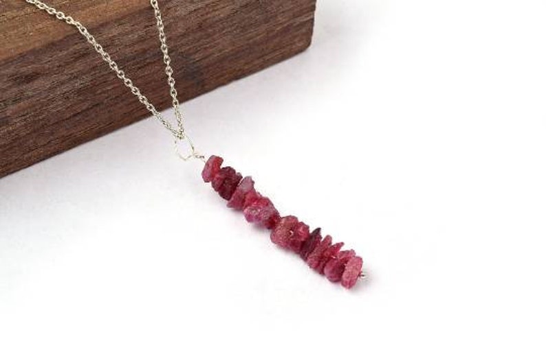 Natural Raw Red Spinel Pendant in 925 Sterling Silver, Rough Gemstone Necklace, Uncut Red Spinel, Stone Pendant, Birthstone, Gift For Her image 2