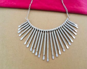 German Silver Necklace, Afghani Necklace, Animal Necklace, Oxidized Silver, Ethnic, Traditional, Indian Necklace, Artisan Necklace, Jewelry