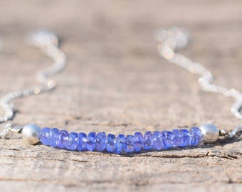 Natural Tanzanite Rondelle Bracelet in 925 Sterling Silver, Beaded Bracelet, Dainty Bracelet, Gemstone Bracelet, Birthstone Bracelet, Gift