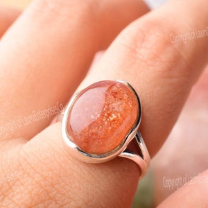 Natural Sunstone Oval Ring In 925 Sterling Silver, Sunstone Ring, Artisan Ring, Silver Jewelry, Designer Ring, Birthstone Ring, Gift for Her