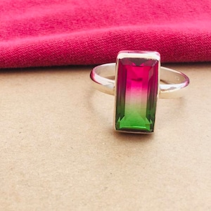 Designer Watermelon Tourmaline Quartz Ring In 925 Sterling Silver, Artisan Ring, Silver Jewelry, Designer Ring, Handmade Ring, Gift for Her